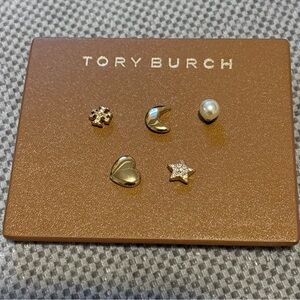 Tory Burch Gold and Pearl Earring Set
